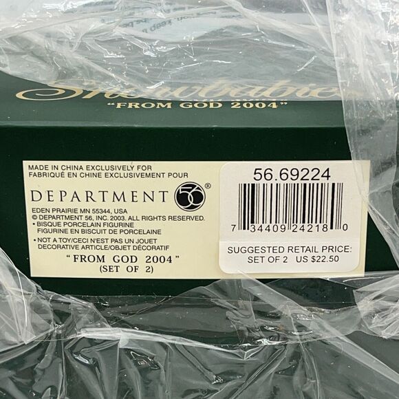 Department 56 Snowbabies "From God 2004" Set of 2 in Original Box Sealed - Picture 7 of 7